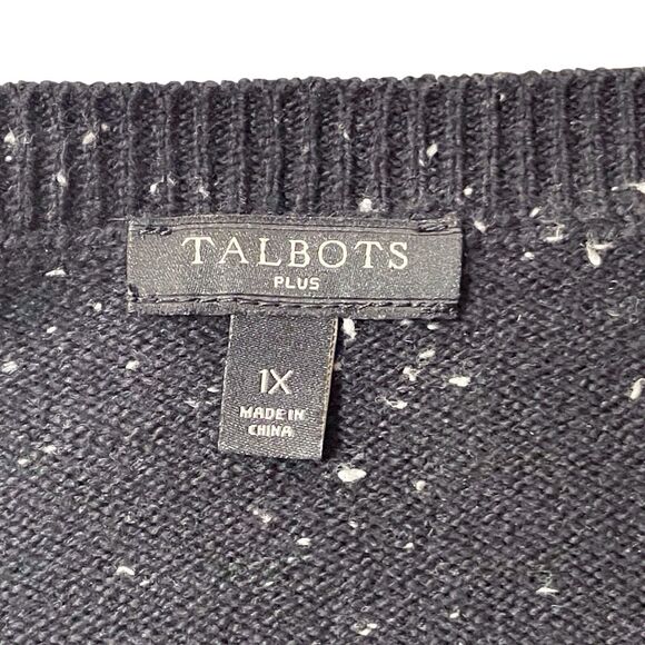 Talbots Side Tie Sweater Dress Black White Speckled Long Sleeve Size 1X - Picture 4 of 16